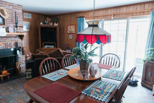 Dining room, Interior, Pendant Lights, Wooden Walls