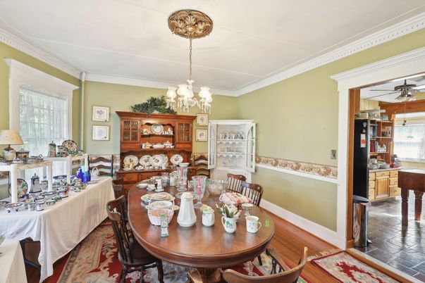 Chandelier, Dining room, Interior, Wood Texture Flooring