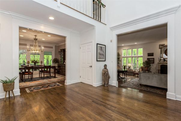 Chandelier, Dining room, Interior, Living room, Recessed Lighting, Wood Texture Flooring