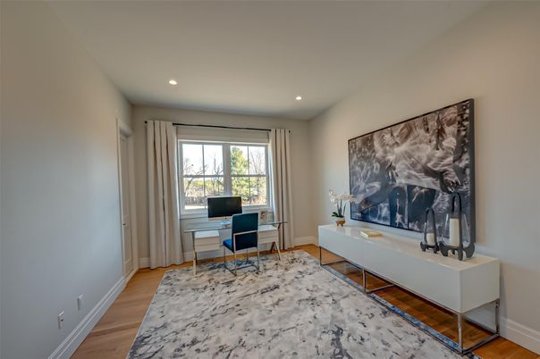 Home Office, Interior, Recessed Lighting, Wood Texture Flooring