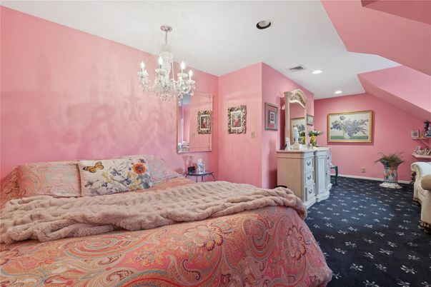 Bedroom, Chandelier, Interior, Recessed Lighting