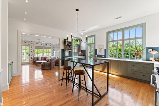 Interior, Kitchen, Living room, Pendant Lights, Recessed Lighting, Wood Texture Flooring