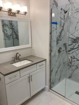 Bathroom, Glass Shower, Interior, Marble, Marble Walls