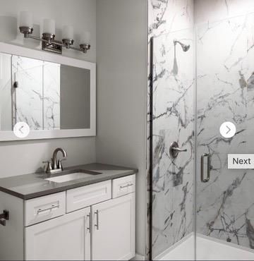 Bathroom, Glass Shower, Interior, Marble Walls