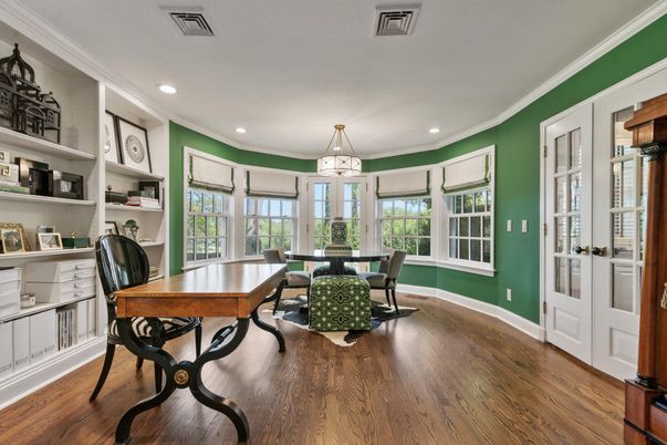 Home Office, Interior, Recessed Lighting, Wood Texture Flooring