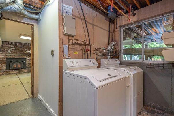 Fireplace, Interior, Stone Walls, Utility Closets, Washer