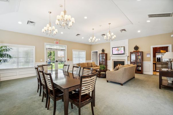 Chandelier, Dining room, Fireplace, Interior, Living room, Recessed Lighting