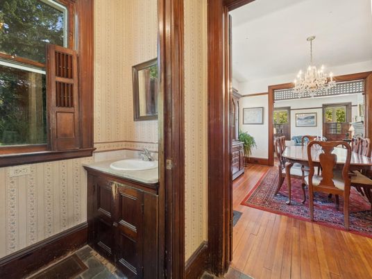Chandelier, Dining room, Interior, Wood Texture Flooring