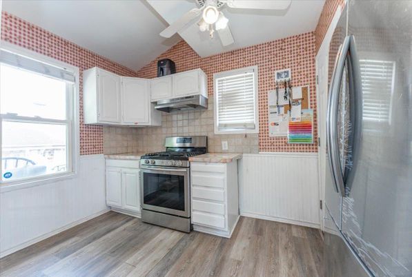 Interior, Kitchen, Stainless Steel Appliances, Wood Texture Flooring
