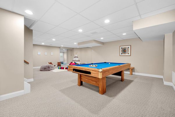 Billiard Table, Game Room, Interior, Recessed Lighting