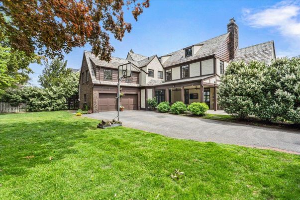 Attached, Backyard, Exterior, Facade, Tudor Revival