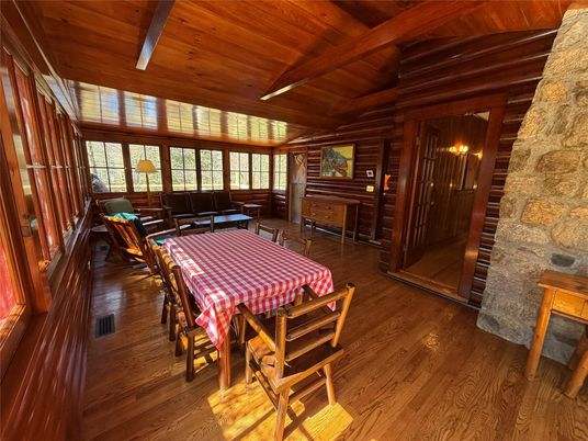 Dining room, Fireplace, Interior, Living room, Stone Walls, Wooden Beams, Wooden Ceilings, Wood Texture Flooring, Wooden Walls