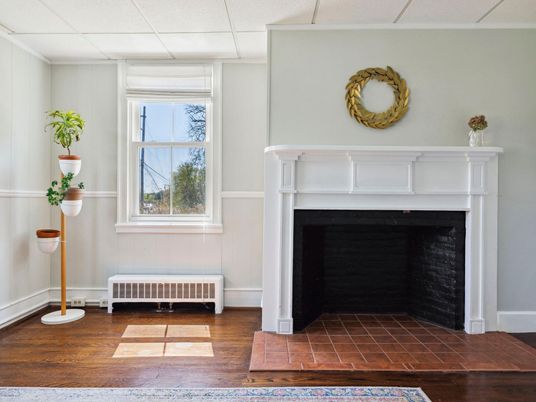Fireplace, Interior, Wood Texture Flooring