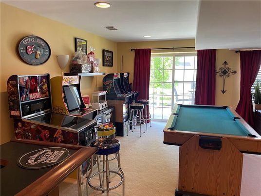 Billiard Table, Game Room, Interior, Recessed Lighting