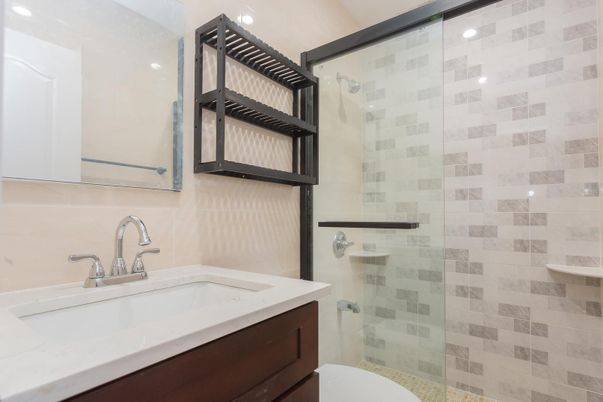 Bathroom, Glass Shower, Interior, Recessed Lighting