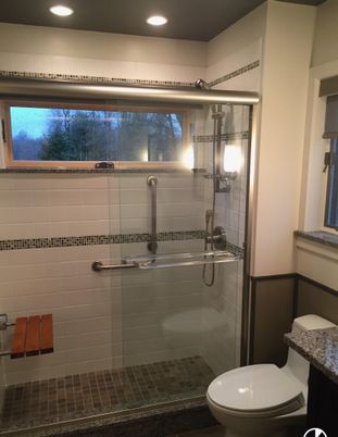 Bathroom, Glass Shower, Interior, Recessed Lighting