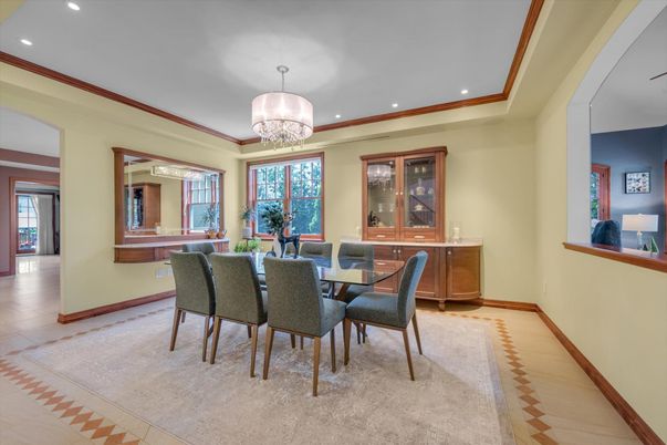 Chandelier, Dining room, Interior, Recessed Lighting