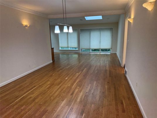 Empty room, Interior, Pendant Lights, Wood Texture Flooring