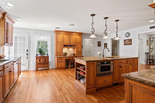 Interior, Kitchen, Pendant Lights, Recessed Lighting, Wood Texture Flooring