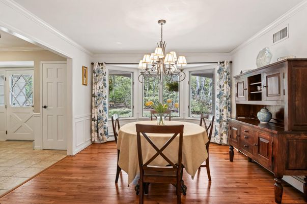 Chandelier, Dining room, Interior, Wood Texture Flooring