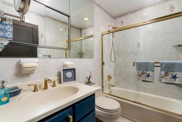 Bathroom, Glass Shower, Interior, Recessed Lighting