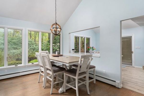 Chandelier, Dining room, Interior, Pendant Lights, Wood Texture Flooring