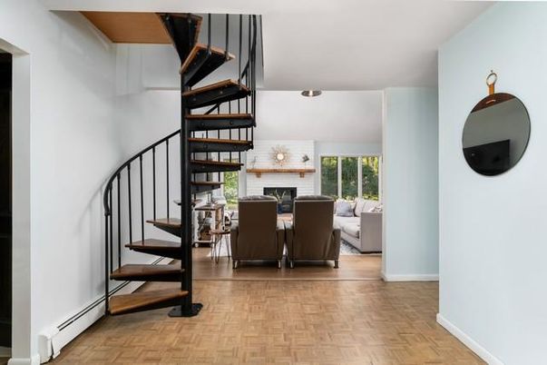 Fireplace, Interior, Living room, Pendant Lights, Wood Texture Flooring