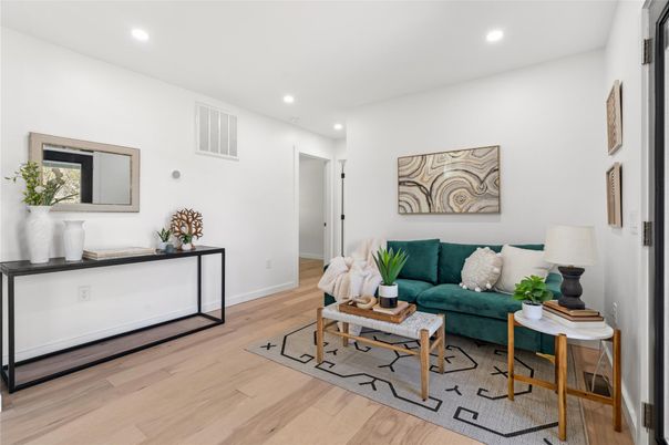 Interior, Living room, Recessed Lighting, Wood Texture Flooring