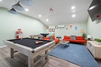 Billiard Table, Game Room, Interior, Living room, Recessed Lighting, Wood Texture Flooring