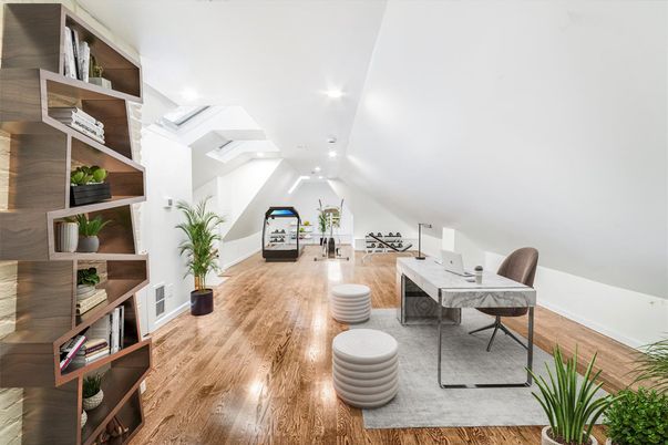 Home Office, Interior, Recessed Lighting, Wood Texture Flooring