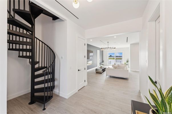 Interior, Living room, Pendant Lights, Recessed Lighting, Wood Texture Flooring