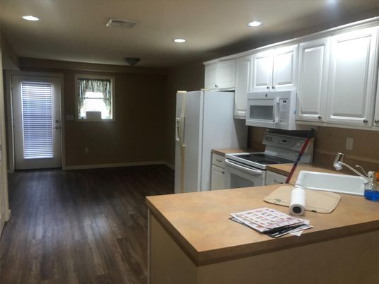 Interior, Kitchen, Recessed Lighting, Wood Texture Flooring