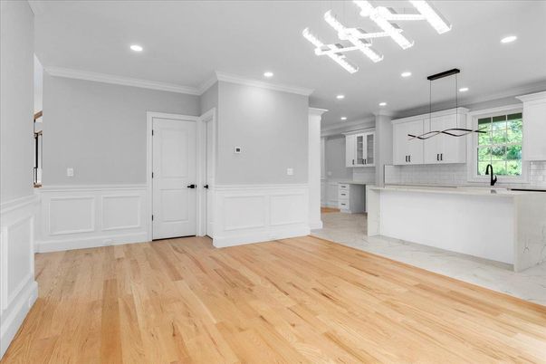 Interior, Kitchen, Pendant Lights, Recessed Lighting, Wood Texture Flooring