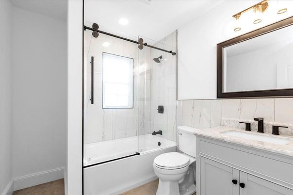 Bathroom, Glass Shower, Interior, Recessed Lighting