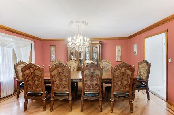 Chandelier, Dining room, Interior, Wood Texture Flooring