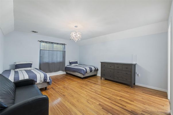 Bedroom, Chandelier, Interior, Wood Texture Flooring