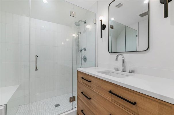 Bathroom, Glass Shower, Interior, Recessed Lighting
