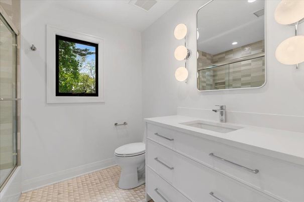 Bathroom, Glass Shower, Interior, Recessed Lighting