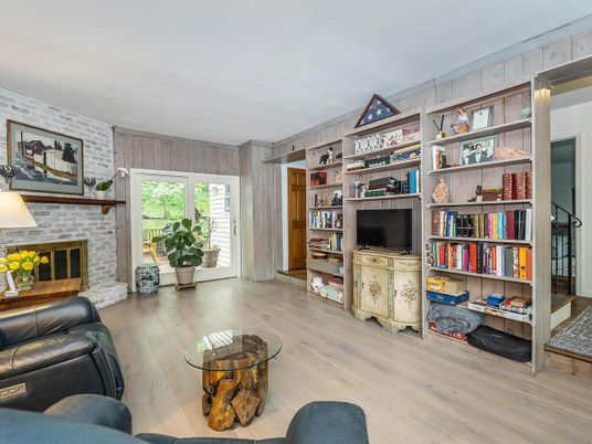 Fireplace, Interior, Stone Walls, Wood Texture Flooring