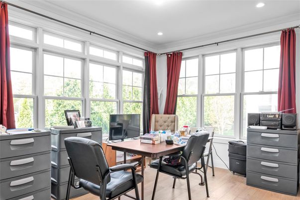 Home Office, Interior, Recessed Lighting, Wood Texture Flooring