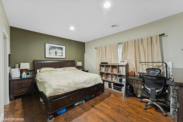 Bedroom, Home Office, Interior, Recessed Lighting, Wood Texture Flooring