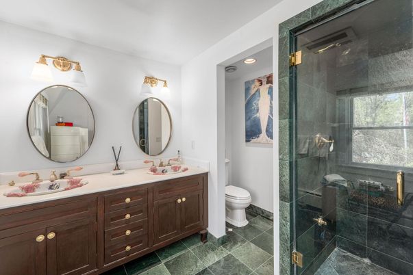 Bathroom, Dual Sink Vanities, Glass Shower, Interior, Recessed Lighting