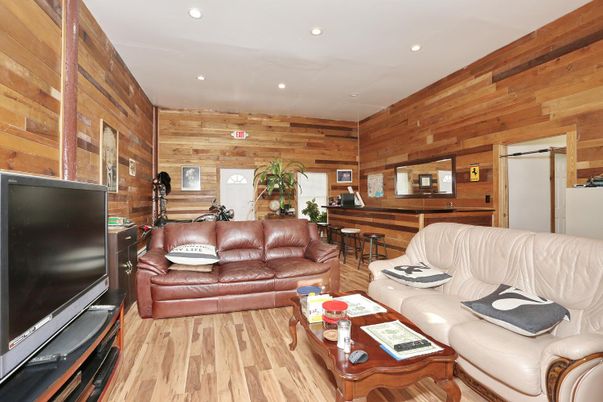 Interior, Living room, Recessed Lighting, Wood Texture Flooring, Wooden Walls