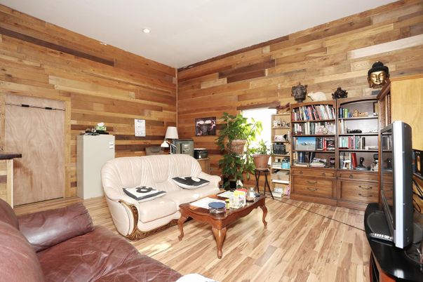 Interior, Living room, Recessed Lighting, Wood Texture Flooring, Wooden Walls