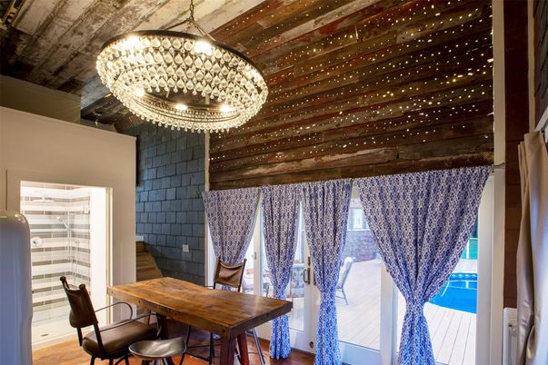 Chandelier, Dining room, Interior, Wood Texture Flooring