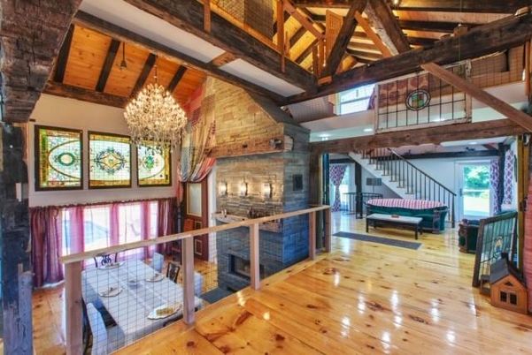 Chandelier, Interior, Stone Walls, Wooden Beams, Wooden Ceilings, Wood Texture Flooring