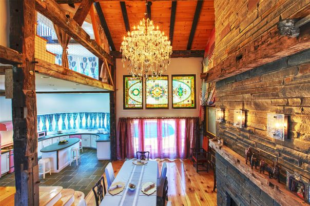 Chandelier, Interior, Stone Walls, Wooden Beams, Wooden Ceilings, Wood Texture Flooring