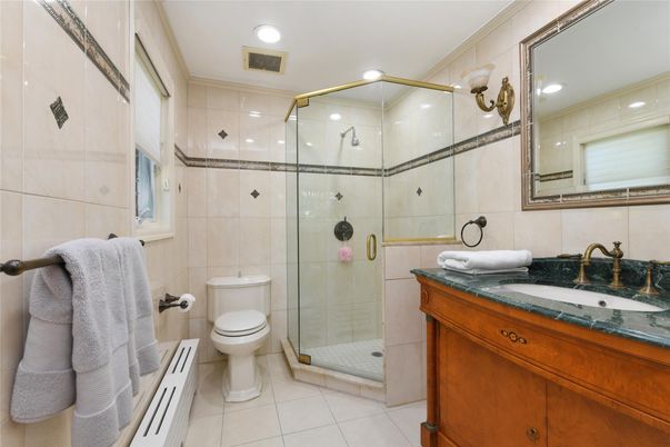 Bathroom, Glass Shower, Interior, Recessed Lighting