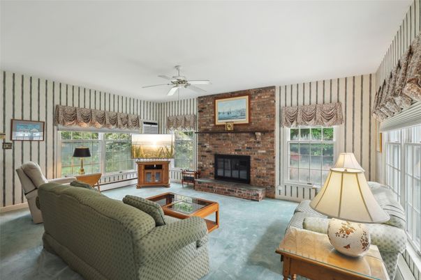 Fireplace, Interior, Living room, Stone Walls