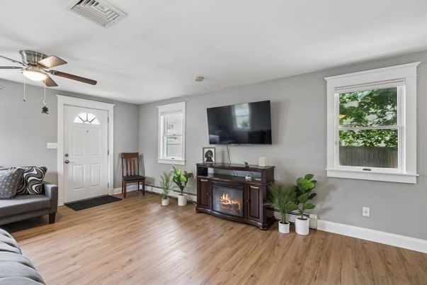 Fireplace, Interior, Wood Texture Flooring